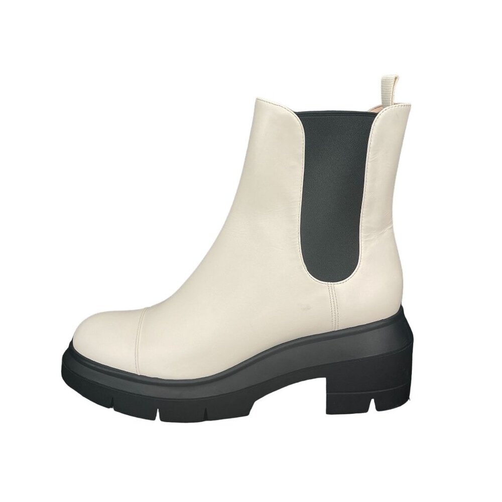 Stuart Weitzman Norah Chelsea Cream Leather Platform Boots, Size 10C WORN ONCE - Picture 5 of 10